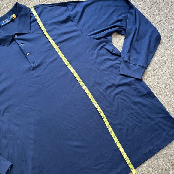 Polo Ralph Lauren Long Sleeve Soft-Touch Polo Men's 4XLT Blue Flesh Pony Classic - Picture 7 of 8